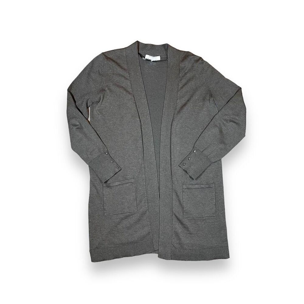 Pointelle Brown Knit Cardigan Sweater